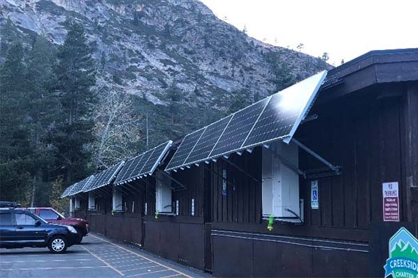 Solar panels installed at Creekside Charter School located in California in 2020